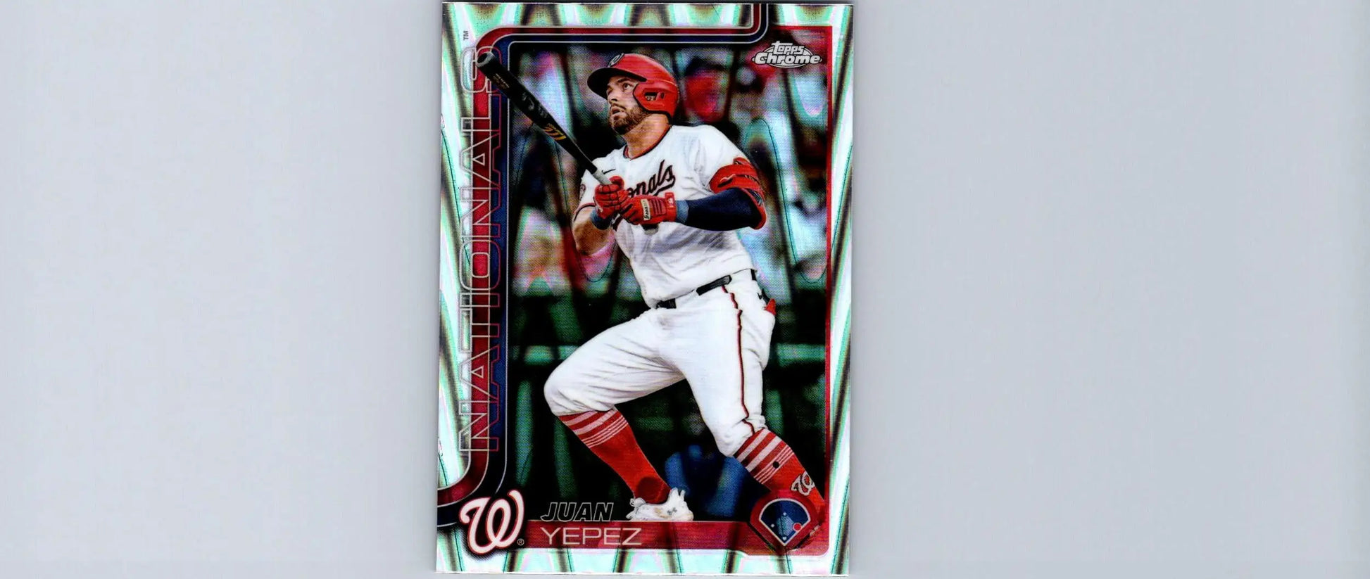 Baseball trading card of Juan Yepez from 2025 Topps Chrome Raywave Refractors