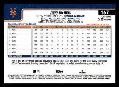 2025 Topps Chrome #167 Jeff McNeil - Baseball Card Single