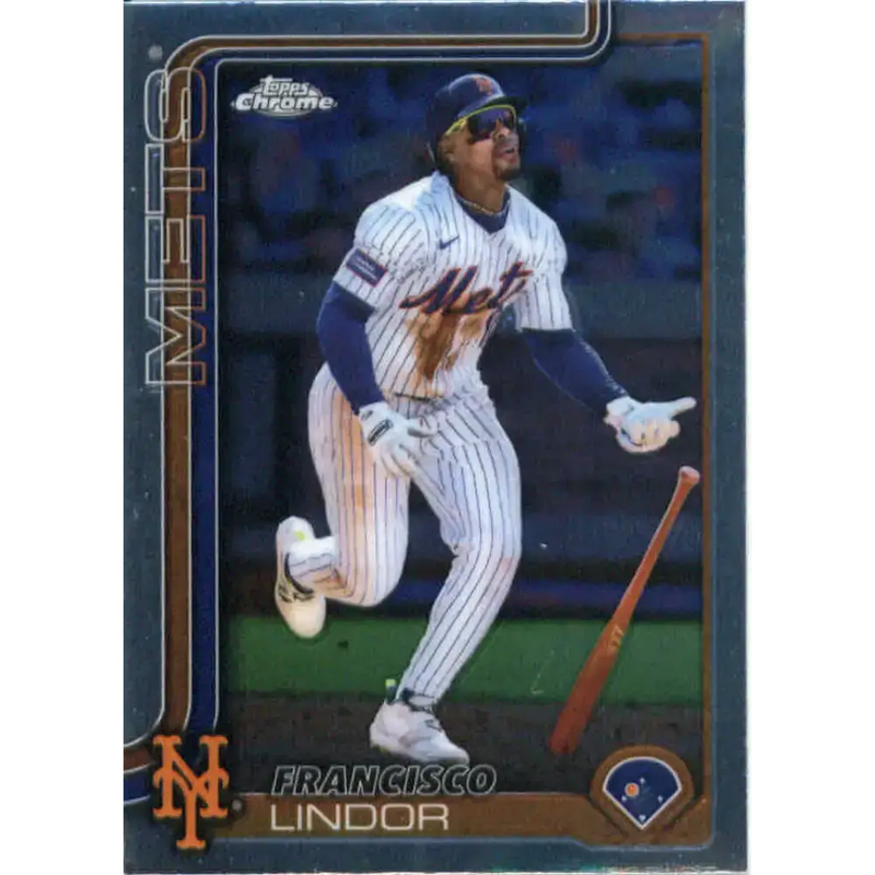 2025 topps Chrome #170 Francisco Lindor NM-MT New York Mets Baseball Card - Baseball Card Single