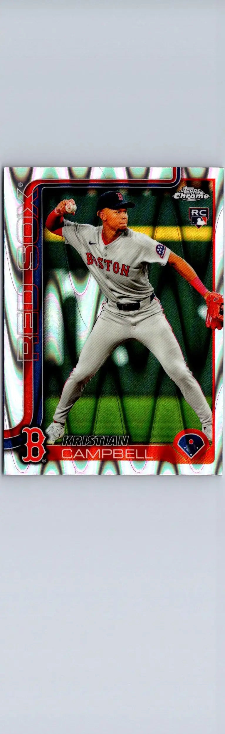 Baseball trading card of Kristian Campbell in Boston Red Sox uniform, Campbell Raywave Refractors