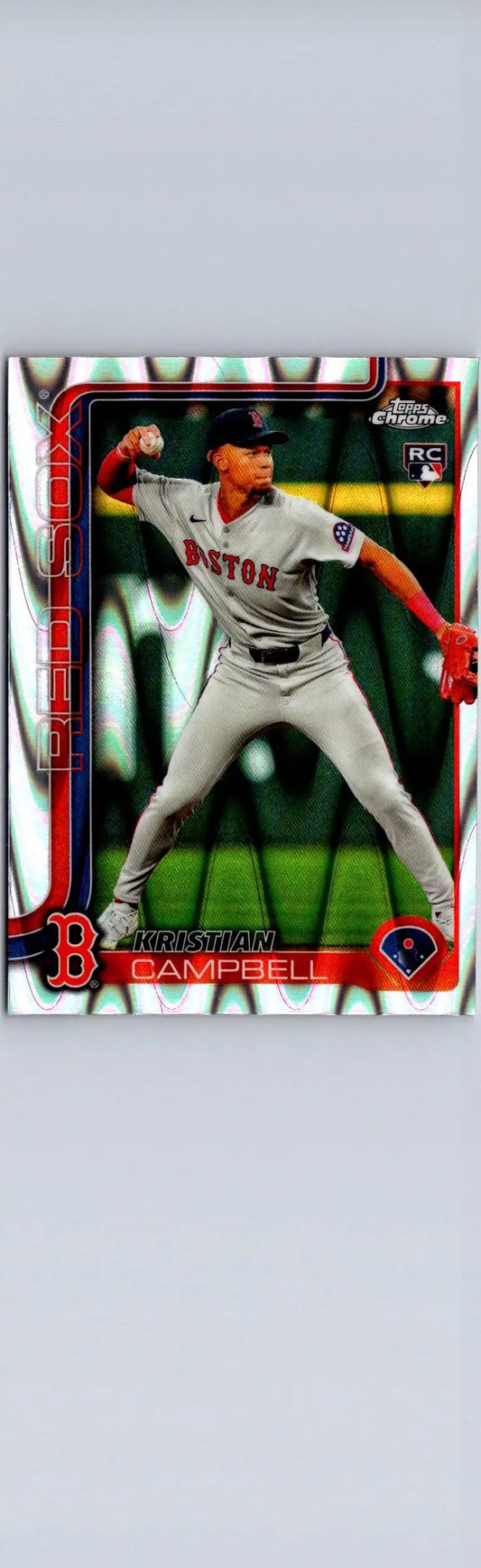 Baseball trading card of Kristian Campbell in Boston Red Sox uniform, Campbell Raywave Refractors