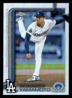 2025 Topps Chrome #179 Yoshinobu Yamamoto Refractors - Baseball Card Single