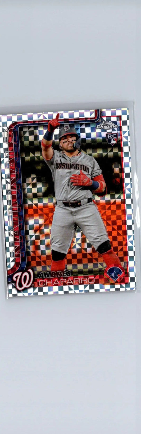2025 Topps Chrome Andrés Chaparro baseball trading card featuring a Washington Nationals player