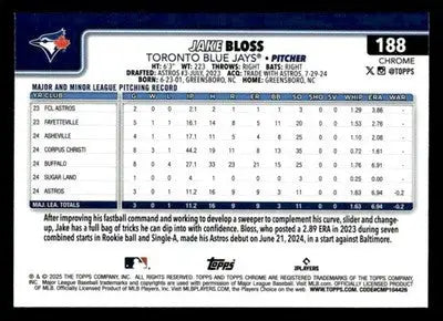 2025 Topps Chrome #188 Jake Bloss X-Fractors - Baseball Card Single