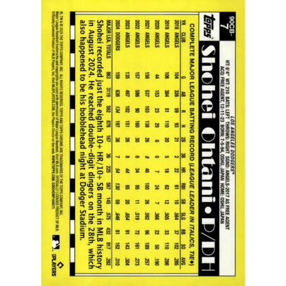 2025 topps Chrome 1990 Topps Baseball #90CB-7 Shohei Ohtani NM-MT Los Angeles Dodgers Baseball Card - Baseball Card