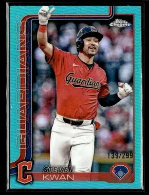 2025 Topps Chrome #202 Steven Kwan Teal Refractors #/299 - Baseball Card Single