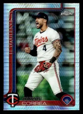 2025 Topps Chrome #204 Carlos Correa Prism Refractors - Baseball Card Single