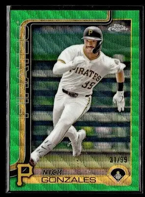 2025 Topps Chrome #222 Nick Gonzales Green Wave Refractors #/99 - Baseball Card Single
