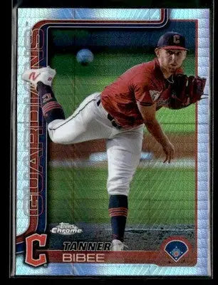 2025 Topps Chrome #236 Tanner Bibee Prism Refractors - Baseball Card Single