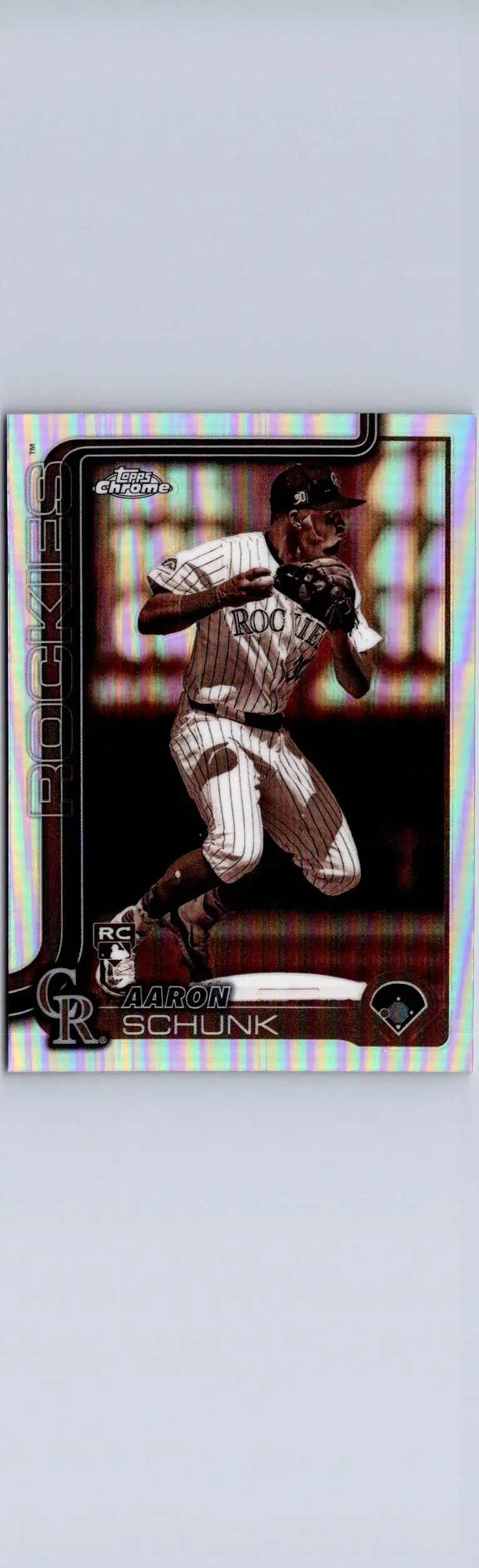 Baseball trading card of Aaron Schunk Sepia Refractors from 2025 Topps Chrome
