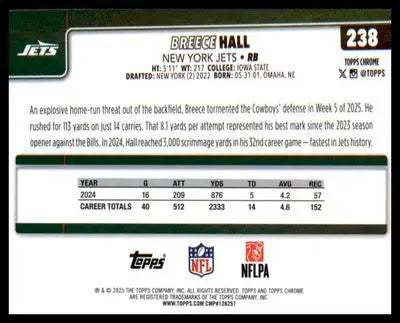 2025 Topps Chrome #238 Breece Hall - Football Card Single