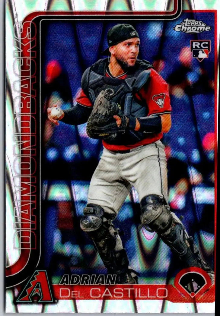 Baseball trading card featuring catcher Adrian Del Castillo from 2025 Topps Chrome Raywave Refractors