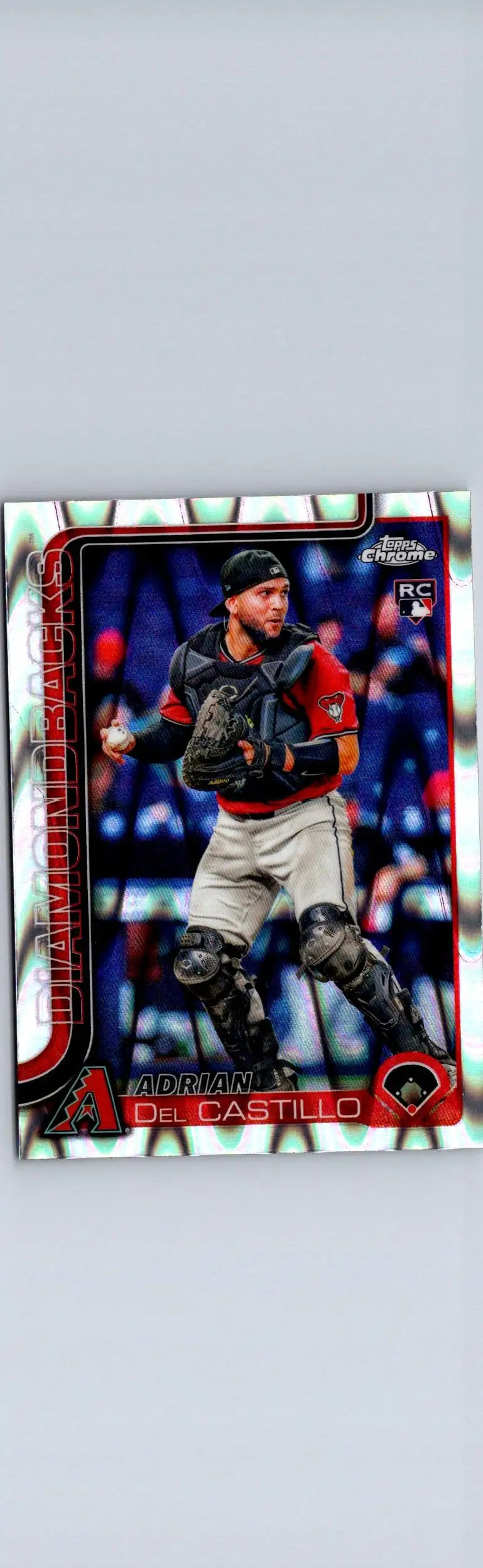 Baseball trading card of Adrian Del Castillo with catcher gear from 2025 Topps Chrome