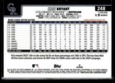 2025 Topps Chrome #248 Kris Bryant - Baseball Card Single