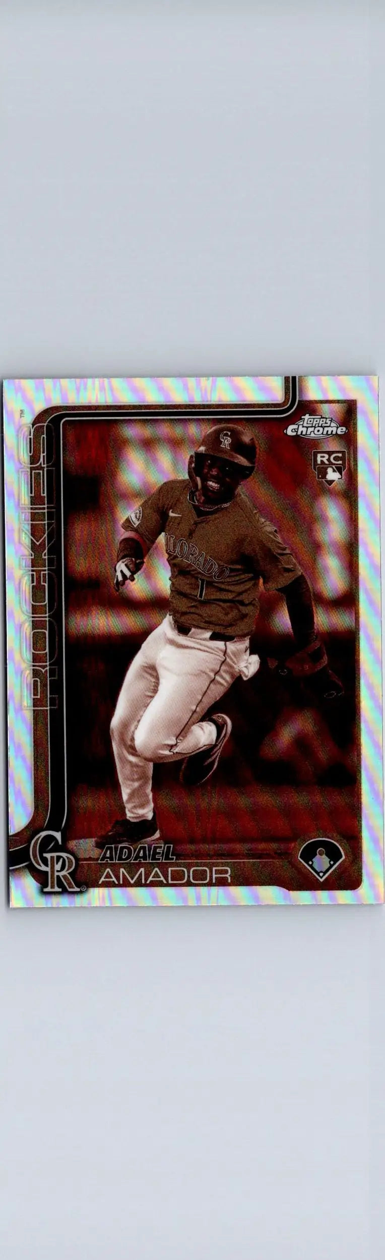 Baseball trading card of Adael Amador in running pose from 2025 Topps Chrome Sepia Refractors