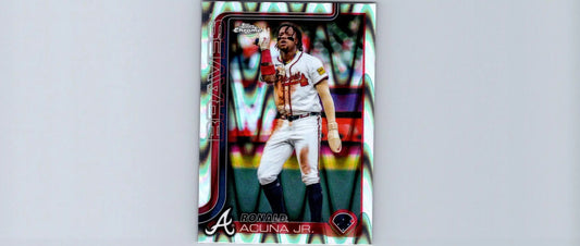 2025 Topps Chrome Ronald Acuña Jr Raywave Refractors baseball trading card image