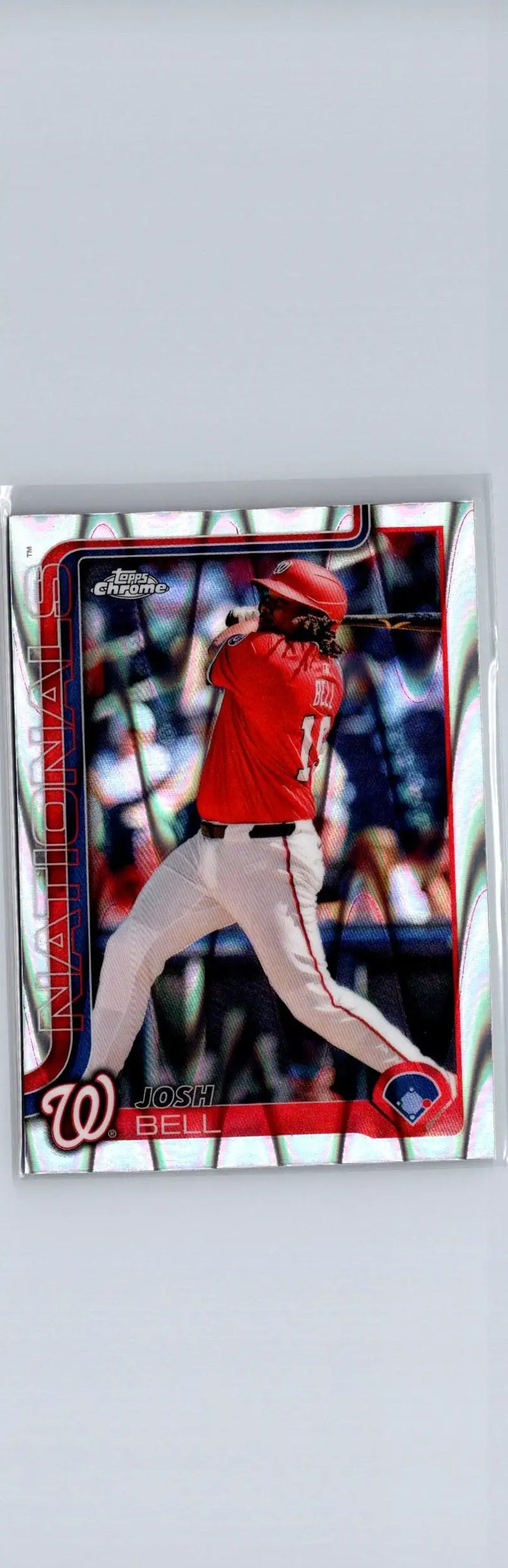 2025 Topps Chrome Josh Bell Raywave Refractors baseball card with red parallel design