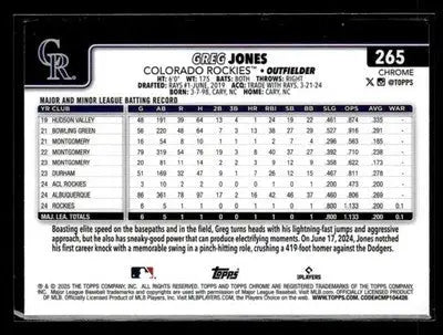 2025 Topps Chrome #265 Greg Jones Prism Refractors - Baseball Card Single