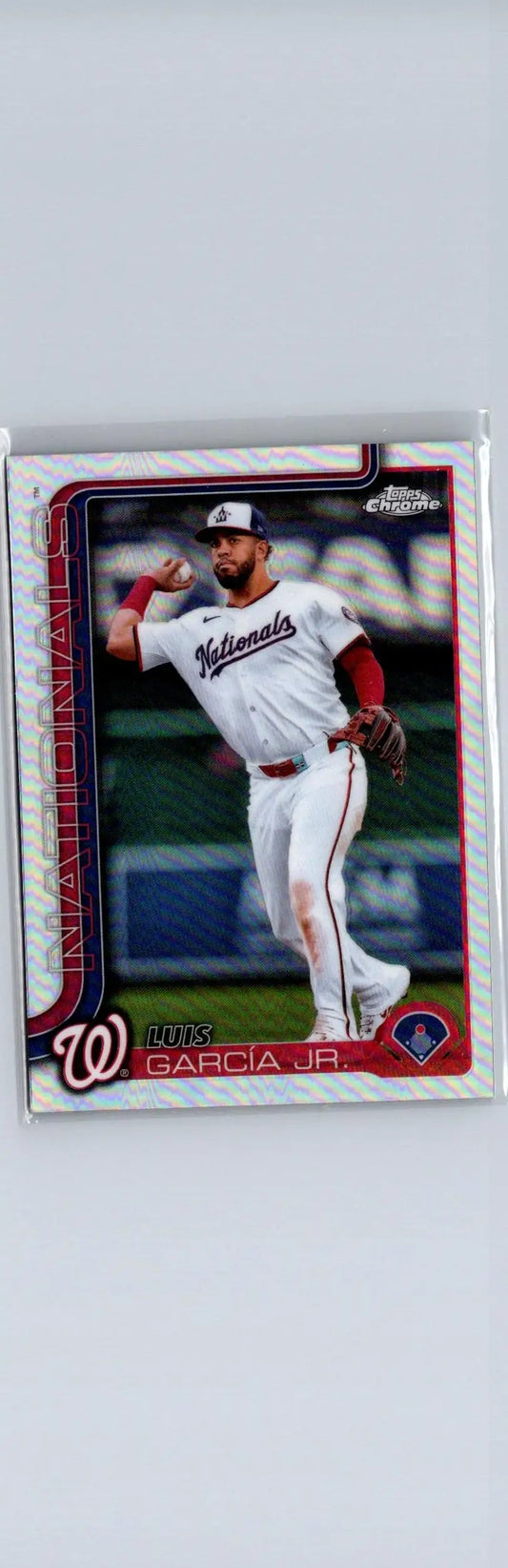 Baseball trading card of Luis García Jr. in Washington Nationals uniform from Topps Chrome