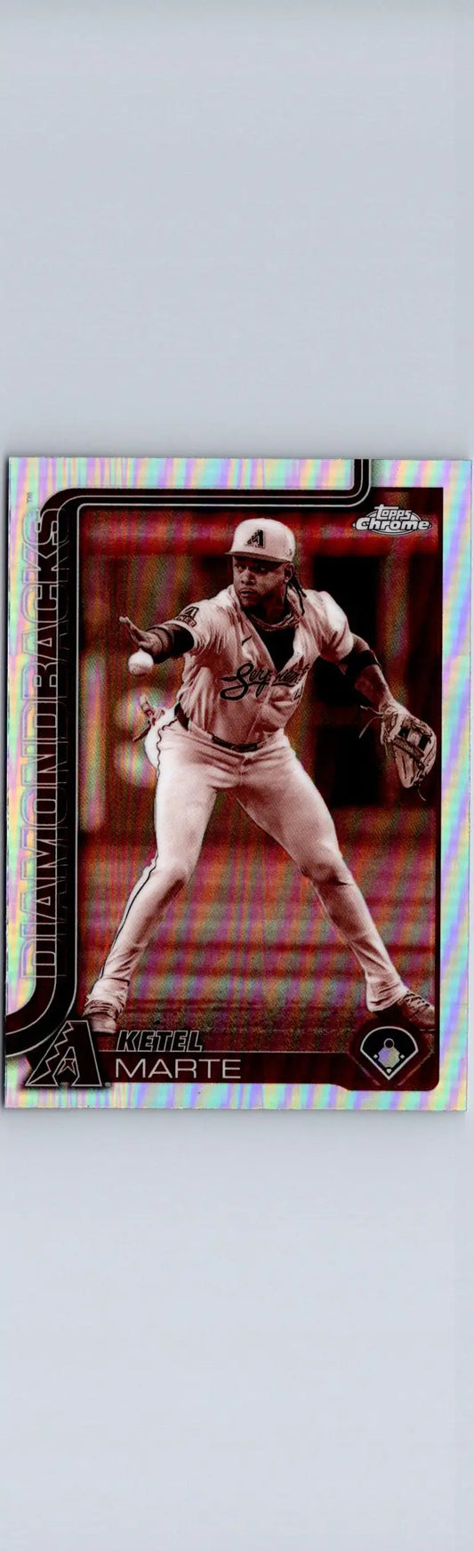 Ketel Marte Sepia Refractors baseball trading card with holographic border display