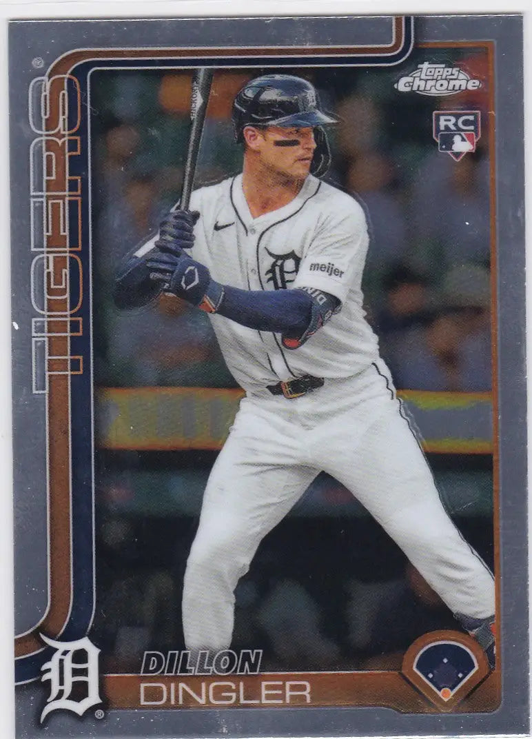 Dillon Dingler RC Detroit Tigers baseball card from 2025 Topps Chrome series