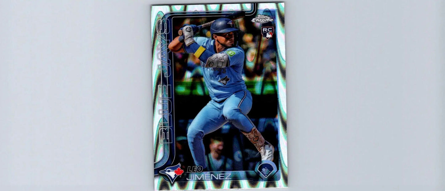 Baseball trading card of Leo Jiménez from 2025 Topps Chrome Raywave Refractors series