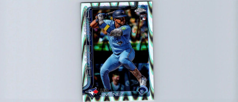 Baseball trading card of Leo Jiménez from 2025 Topps Chrome Raywave Refractors series