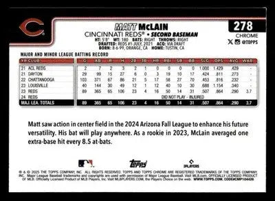 2025 Topps Chrome #278 Matt McLain - Baseball Card Single