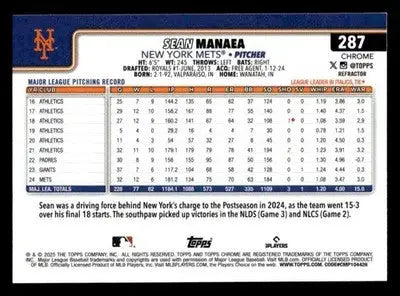 2025 Topps Chrome #287 Sean Manaea Refractors - Baseball Card Single