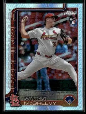 2025 Topps Chrome #29 Michael McGreevy Prism Refractors - Baseball Card Single