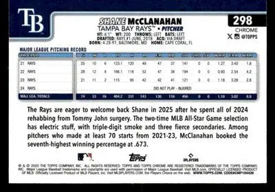 2025 Topps Chrome #298 Shane McClanahan - Baseball Card Single