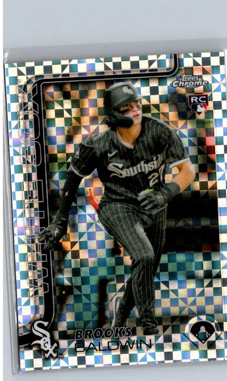 Brooks Baldwin Topps Chrome baseball card with checkered lava refractor pattern