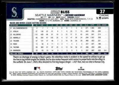 2025 Topps Chrome #37 Ryan Bliss Prism Refractors - Baseball Card Single