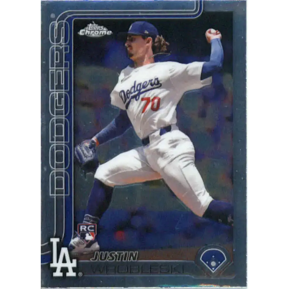 2025 topps Chrome #38 Justin Wrobleski NM-MT RC Rookie Los Angeles Dodgers Baseball Card - Baseball Card Single