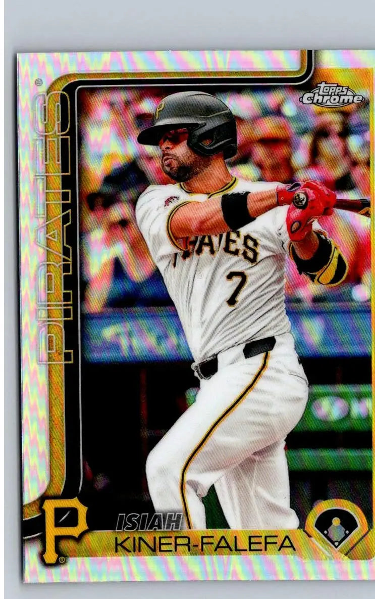 Baseball trading card of Isiah Kiner-Falefa in Pittsburgh Pirates uniform from Topps Chrome 2025