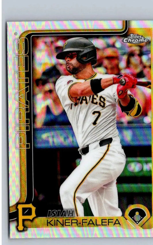 Baseball trading card of Isiah Kiner-Falefa in Pittsburgh Pirates uniform from Topps Chrome 2025