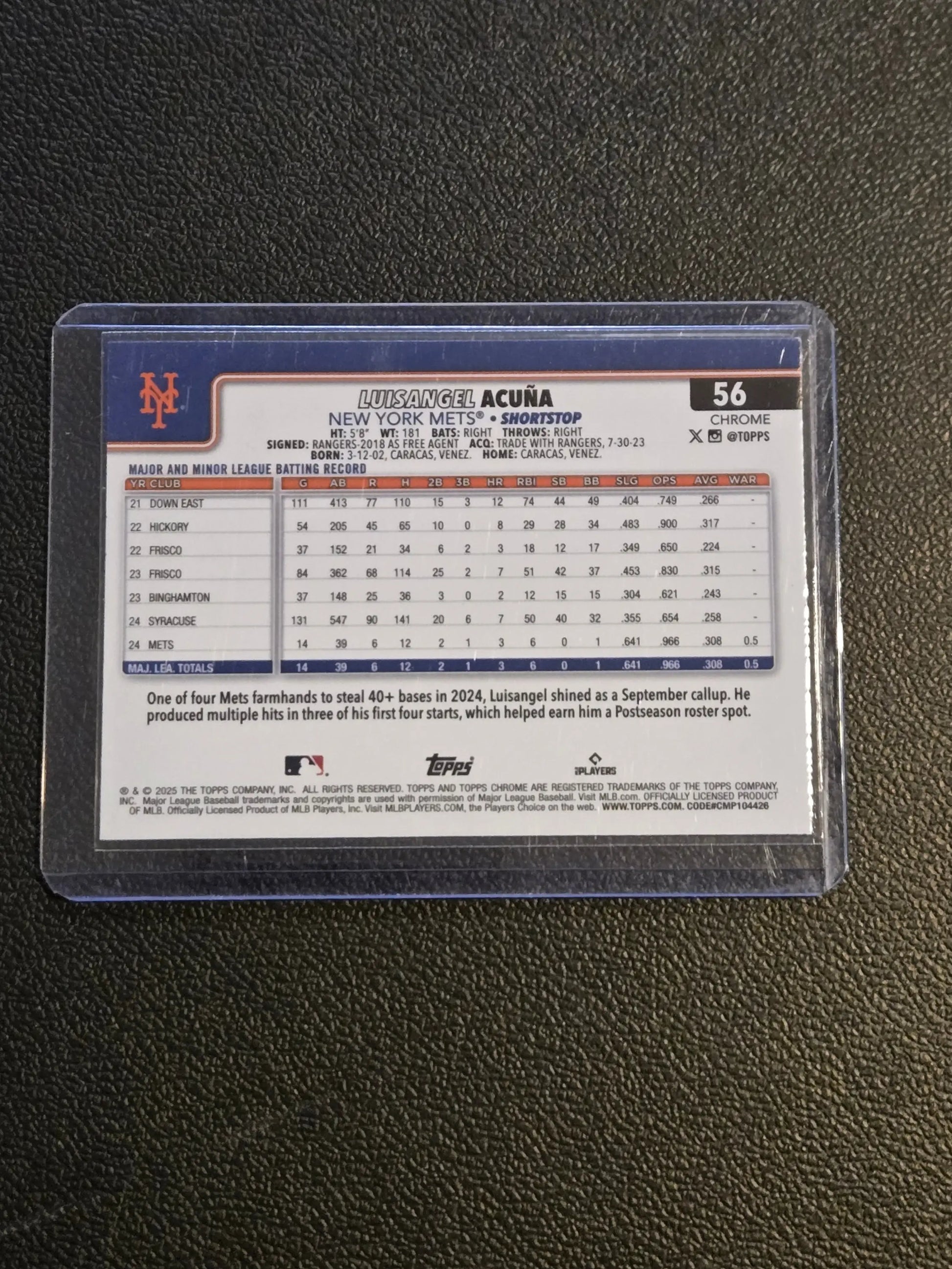 2025 Topps Chrome #56 Luisangel Acuña X-Fractors - Baseball Card Single