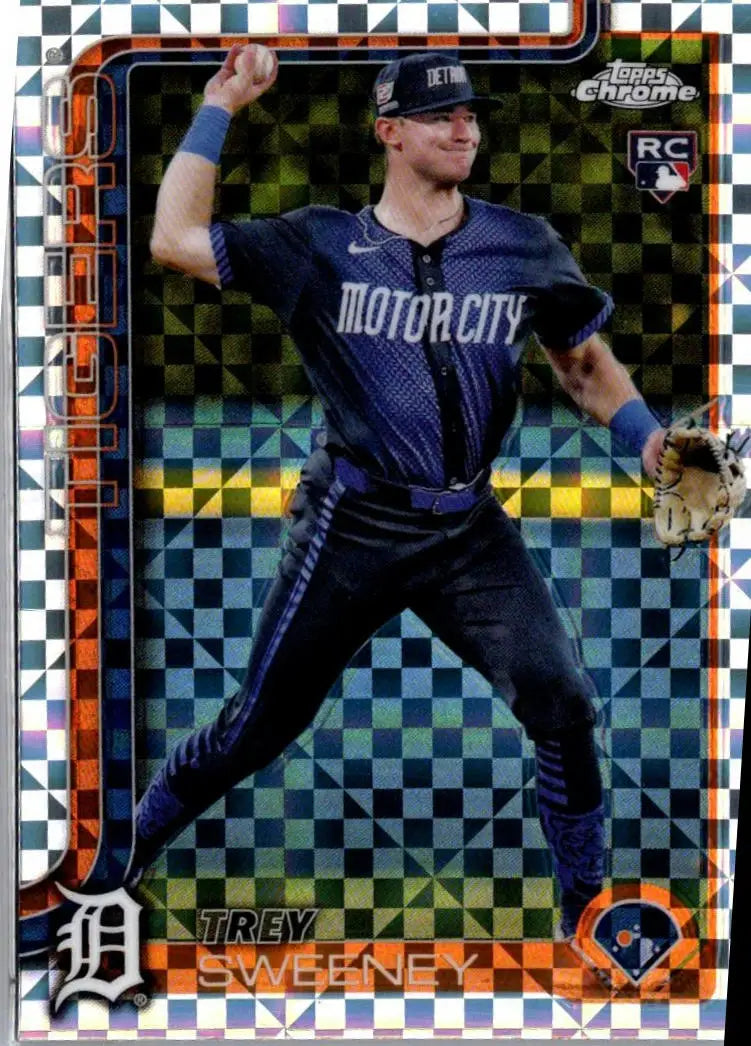 Baseball trading card of Trey Sweeney from 2025 Topps Chrome X-Fractors collection