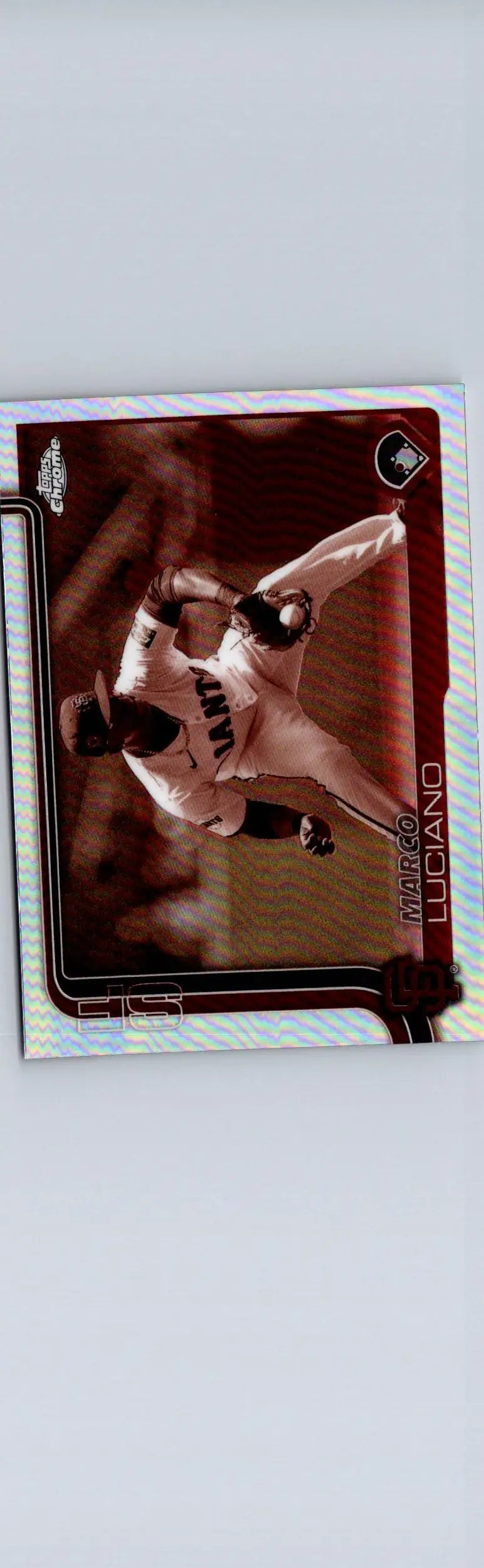 Baseball trading card of Lawrence Butler pitching from 2025 Topps Chrome Sepia Refractors