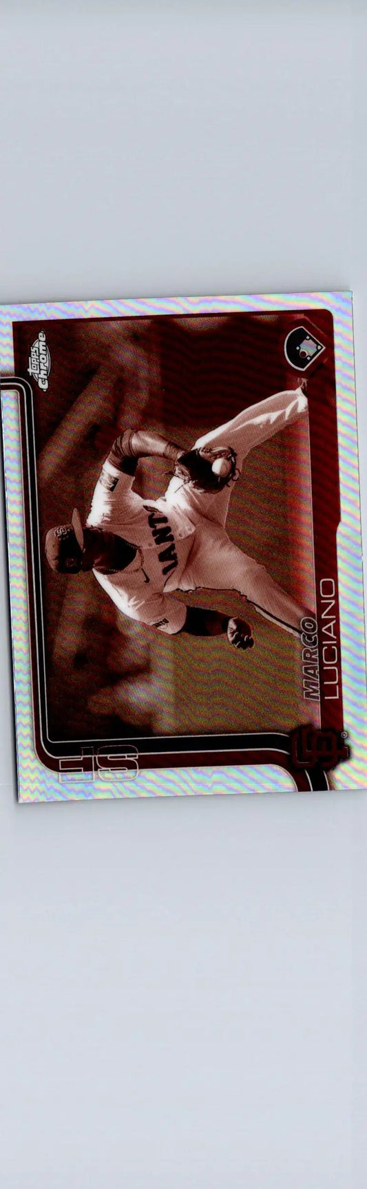 Baseball trading card of Lawrence Butler pitching from 2025 Topps Chrome Sepia Refractors