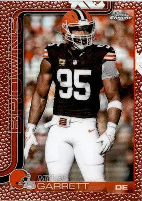 2025 Topps Chrome #70 Myles Garrett Football Leather Refractor - Football Card Single
