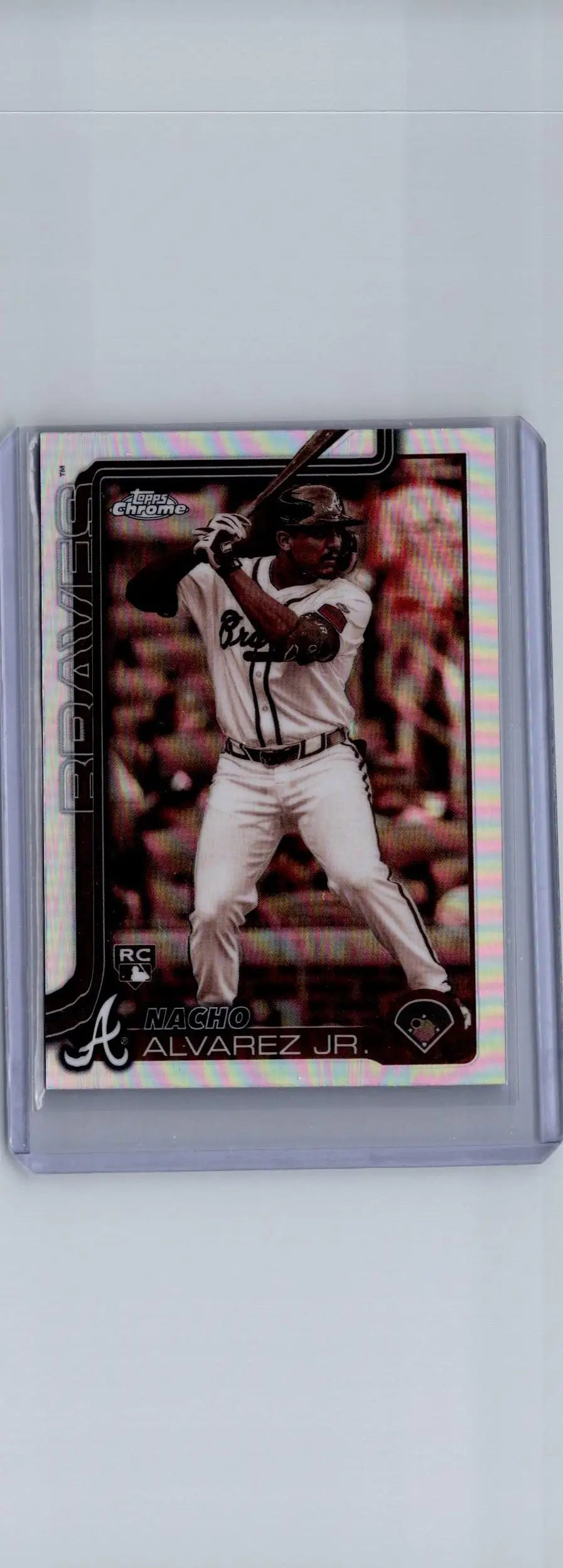 Baseball trading card of Ronald Acuña Jr. from 2025 Topps Chrome Sepia Refractors series
