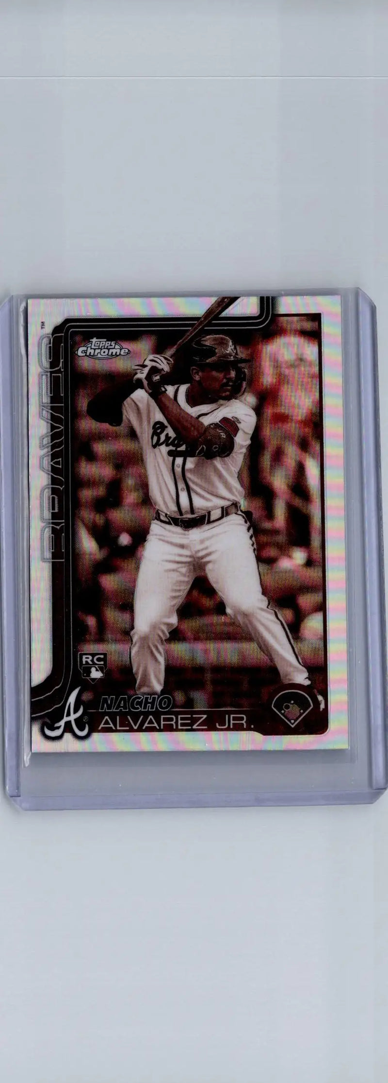 Baseball trading card of Ronald Acuña Jr. from 2025 Topps Chrome Sepia Refractors series