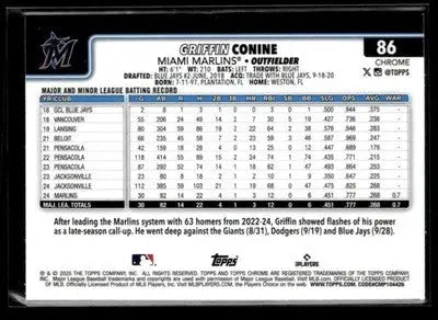 2025 Topps Chrome #86 Griffin Conine Prism Refractors - Baseball Card Single