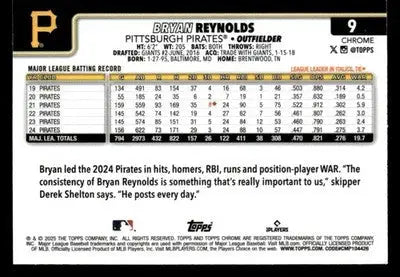 2025 Topps Chrome #9 Bryan Reynolds - Baseball Card Single