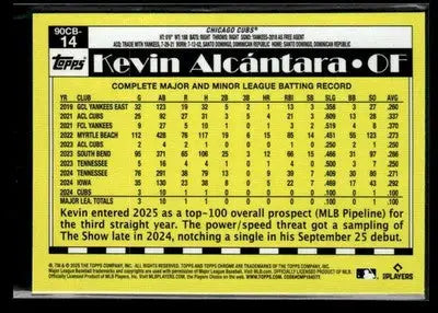 2025 Topps Chrome #90CB-14 Kevin Alcantara 1990 Topps Baseball 35th Anniversary - Baseball Card Single
