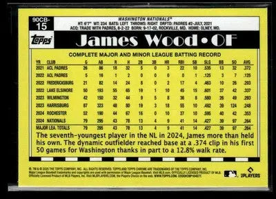 2025 Topps Chrome #90CB-15 James Wood 1990 Topps Baseball 35th Anniversary - Baseball Card Single