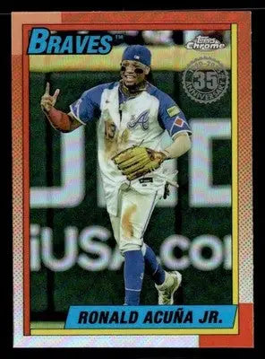 2025 Topps Chrome #90CB-2 Ronald Acuna 1990 Topps Baseball 35th Anniversary - Baseball Card Single