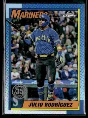 2025 Topps Chrome #90CB-6 Julio Rodriguez 1990 Topps Baseball 35th Anniversary - Baseball Card Single