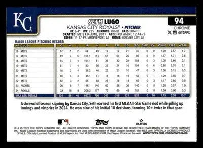2025 Topps Chrome #94 Seth Lugo Prism Refractors - Baseball Card Single